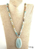 Boho Necklace, RH Rose Quart Amazonite, Oval Blue White Black Natural Stone